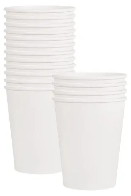 16 weiße Pappbecher 9 oz Einwegbecher für Partys