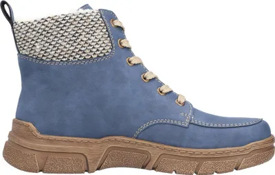 Imagen del producto de Zapatos de mujer Rieker, botines con cordones, color azul, para uso diario