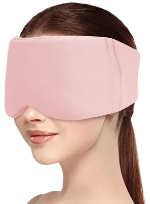 Produktbild von Verdunkelungs-Augenmaske mit Klettverschluss, Schlafmaske für Damen und Herren, weiche, atmungsaktive, rosa Augenmaske zum Schlafen
