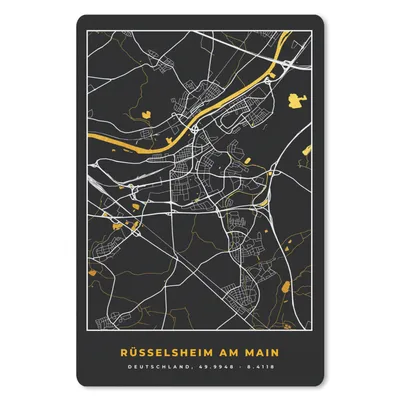 Produktbild von MuchoWow® Mauspad Mousepad Schwarz und Gold - Stadtplan - Rüsselsheim am Main - Deutschland - Karte 18x27 cm - Mousepads - Maus Mat - Pad - Mausunterlage