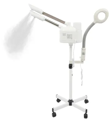 Produktbild von PTC338 Gesichtsdampfer - Professioneller Gesichtssauna-Dampfer - 1000 ml Tank, 30 min Dampf - PTC-Heiztechnologie - Höhenverstellbar 85–121 cm - LED-Licht - EU-Stecker 220 V, 750 W - Elfenbein
