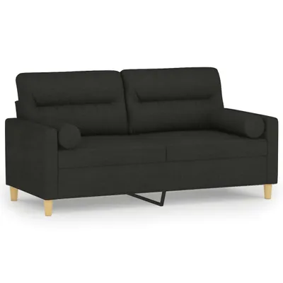 Produktbild von 2-Sitzer-Sofa mit Zierkissen Schwarz 140 cm Stoff