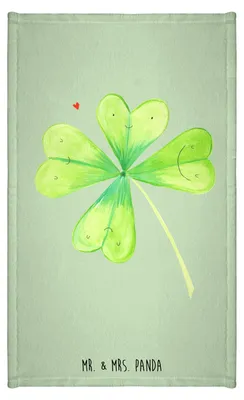 Produktbild von Mr. & Mrs. Panda Handtuch Blume Kleeblatt - Blattgrün - Geschenk, Kleeblätter, baumwolle, Glück, Gästehandtuch 30x50, Frotteetuch, Garten, Neuanfang, Umzug, Motivation