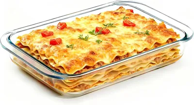 Obrázok produktu pre Sklenená forma na lasagne z borosilikátového skla – 3,0 litra – Obdĺžnikový tvar, vhodná do rúry – Ideálna aj do fritézy – Vhodná do rúry