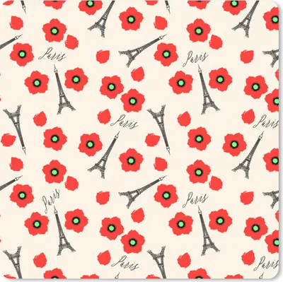 Produktbild von MuchoWow® Mauspad Mousepad Muster - Paris - Eiffelturm - Blumen 20x20 cm - Mousepads - Maus Mat - Pad - Mausunterlage - Desk Mat - Bureauartikeln