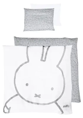 Produktbild von roba Wiegenset 2-tlg, Kollektion 'miffy®', Wiegenbettwäsche 80x80cm, Wendebettwäsche, 100% Baumwolle