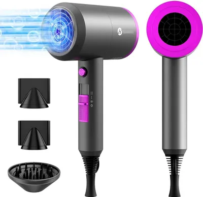 Produktbild von Ionen Föhn AC Motor 2000W Haartrockner, Schnelltrocknen Hair Dryer, Salon Haarfön mit Heiß-/Kalttaste, 3 Fön Concentrators and Diffuser