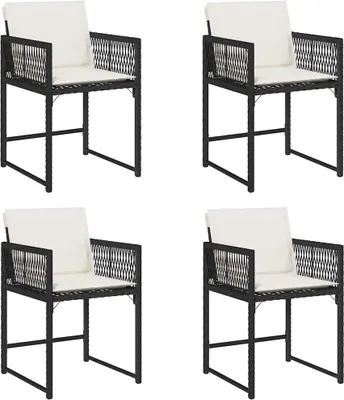 Immagine prodotto di vidaXL Sedie da giardino con cuscini 4 pezzi in polirattan nero