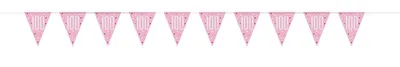 Produktbild von Wimpelkette rosa & silber Zahl 100