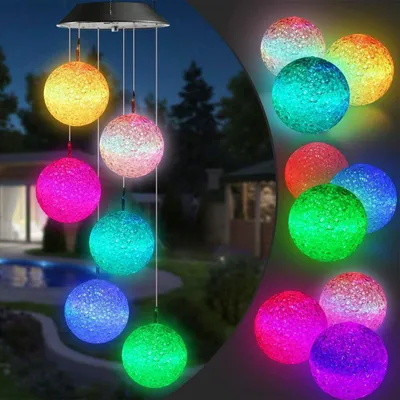 Obrázok produktu pre Veľkonočná dekorácia LED guľôčková solárna zvonkohra meniaca farbu solárna lampa pre záhradný strom terasa paluba dvor trávnik balkón úspora energie darček ku dňu matiek