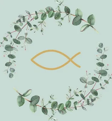 Produktbild von RP 20 Servietten Communion Branches green - Fisch im Kranz voller Blätter grün 33x33cm