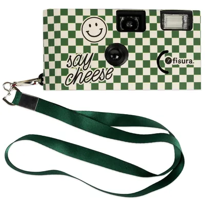 Obrázok produktu pre Fisura – Originálny jednoročný fotoaparát "Say Cheese!". Jednorázový fotoaparát s bleskom. 17 fotografií v čiernobielej farbe. Obsahuje závesný háčik. Ideálny na svadby alebo párty. – "Say Cheese!", zelený