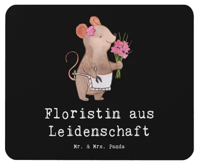 Produktbild von Mr. & Mrs. Panda Mouse Pad Floristin Leidenschaft - Schwarz - Geschenk, Beruf, Blumenlanden, computer mousepad, Ausbildung, Mauspad, pc, Witzig, Spruch