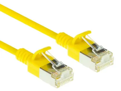 Immagine prodotto di ACT Giallo 0,25 metri LSZH U/FTP Cavo patch slimline per datacenter CAT6A senza strappi con connettori RJ45 (DC7852)