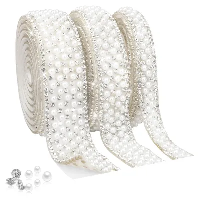 Imagen del producto de Cinta de adornos con perlas, autoadhesiva, 3 rollos, para manualidades