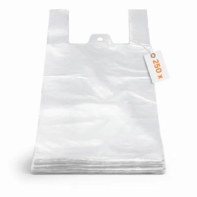 Produktbild von RyanPack Hemdchentragetaschen HDPE Transparent – 30 + 18 x 60 cm – 15 µm – Reißfest & Lebensmittelecht – 250 Stück