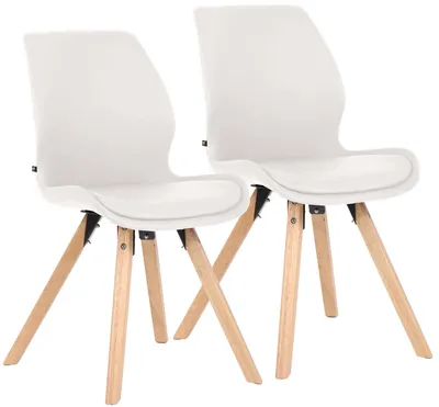 Produktbild von CLP Esszimmerstuhl 2er Set gepolstert Luna, moderner Polsterstuhl mit Rückenlehne weiß Material Kunststoff