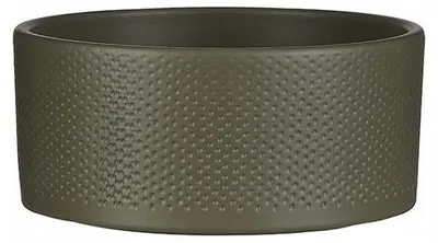 Productafbeelding van Keramische bloempot, 22 cm, plat, modern design, gestructureerd, mat oppervlak, kleur: mosgroen, 1 stuk