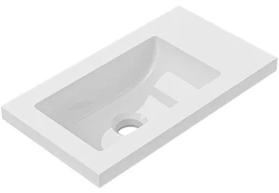 Productafbeelding van CERANO - Wastafel van gietmarmer Sora/Zola - wit, glanzend - 40x22 cm