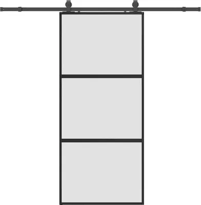 Obrázok produktu pre vidaXL Posuvné dvere s kovaním čierne 90x205 cm tvrdené sklo