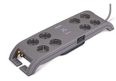 Produktbild von Philips SPN5085B/10 Steckdosenleiste mit Schalter - Überspannungsschutz - 8-Fach Steckdosen - 1800 J - Stecker Typ F - Grau