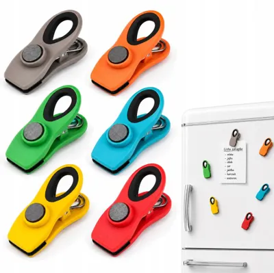 Obrázek produktu pro Sada 12 barevných magnetických sponek – multifunkční magnetické sponky pro poznámky a fotografie