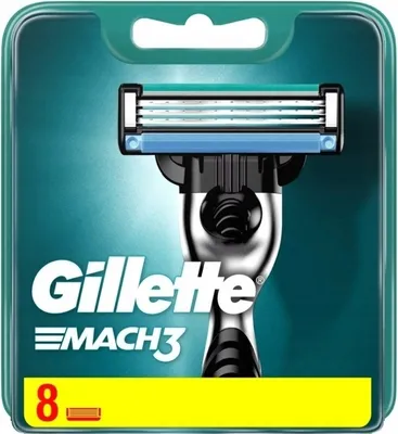 Zdjęcie produktu dla Gillette Mach3, Mężczyźni, Gillette, Mach3, Czarny, Niebieski, 8 szt.