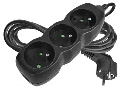 Obrázok produktu pre EMOS Predlžovací kábel 3 m / 3 zásuvky / čierny / PVC / 1 mm2