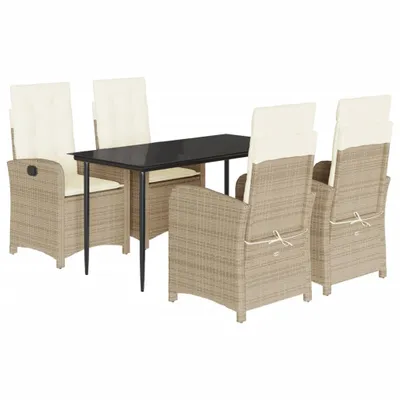 Produktbild von vidaXL 5-tlg. Garten-Essgruppe mit Kissen Beige Poly Rattan