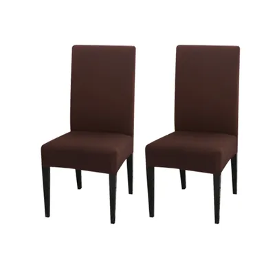 Obrázek produktu pro sada 2 elastických jednobarevných potahů na židle, moderní elastické potahy na židle pro domácí kuchyň Hotel, hnědá barva