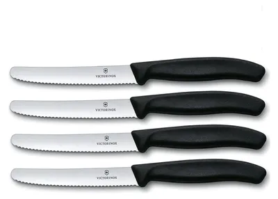 Produktbild von Victorinox | 4 Stück Tafelmesser Swiss Classic | Schwarz | Tomatenmesser mit Wellenschliff | rostfrei | Swiss Made