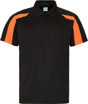 Produktbild von Just Cool JC043 | Contrast Cool Sport Poloshirt + WRAP  - Farbe: Jet Black/Electric Orange - Größe: M