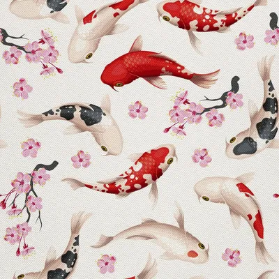 Immagine prodotto di OUTDOOR DECOSTOFFS OXFORD - Motivo Pesce Koi e sakura I DX636