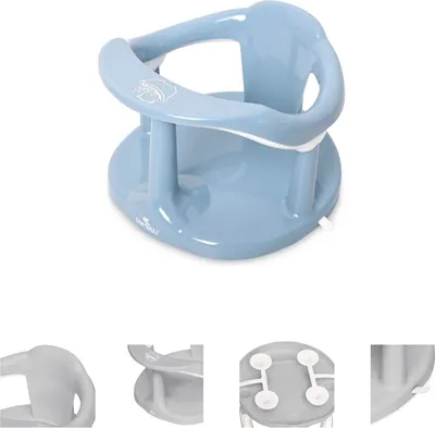 Image de Lorelli Siège de bain pour bébé Happy Bubbles base antidérapante, dossier haut bleu