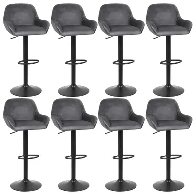 Produktbild von 8er Set Barhocker|-höhenverstellbar Hocker Barstuhl|Flanellhocker Grau