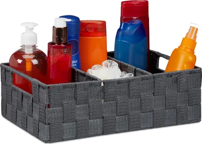 Zdjęcie produktu dla Kosz na kosmetyki Relaxdays z przegródkami na kosmetyki łazienkowe z pościelą