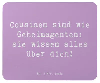 Produktbild von Mr. & Mrs. Panda Mauspad Spruch Cousinen Geheimagenten - Lavendeltraum - Geschenk, Familie, Verwandtschaft, Mouse Pad, Liebe, Lachen, Cousine, Wissen, pc mousepad, laptop