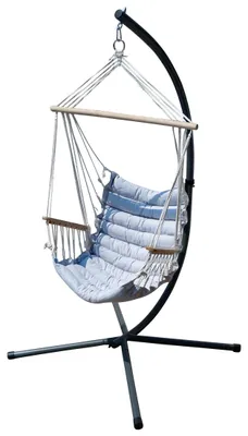 Produktbild von ALEOS. DESIGN Hängesessel mit Metall Gestell komplett inkl. Ketten und Karabiner Outdoor - Metallgestell mit Hängestuhl - Hängesitz mit Ständer Gartenmöbel