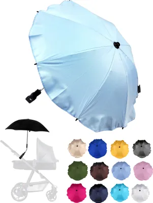Produktbild von BAMBINIWELT Sonnenschirm für Kinderwagen Ø68cm UV-Schutz50+ Schirm Sonnensegel Sonnenschutz, hellblau