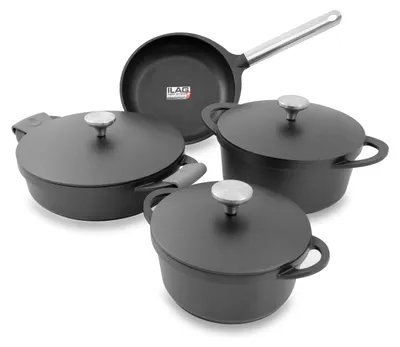 Produktbild von KOPF Topfset Atavola (8-teilig, Aluguss, ILAG Basic Antihaftbeschichtung, Induktion, inkl. Griffschutz aus Silikon)