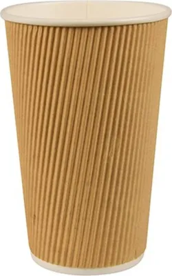 Produktbild von PAPSTAR Trinkbecher Pappe, Ø 9 cm, 13,7 cm hoch, Ripple Wall | Folie (10 Stück)