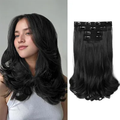 Produktbild von XFSRG 4 Stück Clip in Haarverlängerungen 35 CM Leichte Gewellte Unsichtbare Echthaar Optik Clip in Extensions Clipinhaarverlängerungen Haarextension für Damen Mehr Volumen (4#)