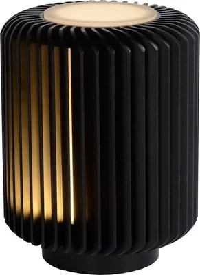 Produktbild von Lucide Tischlampe Moderner Zylinder LED warmweiß Aluminium mit Rissen Ø10,6 cm H 13,7 cm