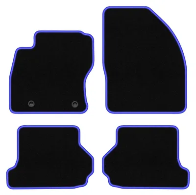 Image de Tapis de sol en moquette pour Ford Focus MK2 2006-2010 (cabriolet) – jeu 4 pièces, noir/bleu, sur mesure – Wielganizator CARLUX