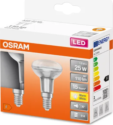 A product package for Osram LED light bulbs.