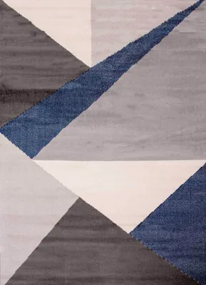 Produktbild von Teppich Wohnzimmer Schlafzimmer Flur Teppich Geometrisches Muster Blau, Maße:80x150 cm