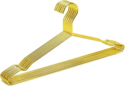 Produktbild von OKWISH 10 Stück Eisen Kleiderbügel, Metall Kleiderbügel aus mit Rutschfester Nut für Anzug T-Shirt Hemd Jacke Kleid Hose,Robust und Haltbar,43cm,Gold