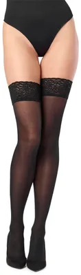Produktbild von Merry Style Damen halterlose Mikrofaser 40 DEN Strümpfe mit Spitze MSSSJ01 (Schwarz, M/L)
