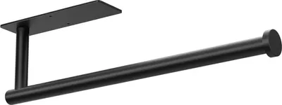 Image de Porte-rouleau de cuisine Acier inoxydable Noir mat, Adhésif Perçable
