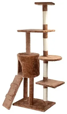 Imagen del producto de Nobleza: Poste rascador para gatos, de 136 cm de altura, hecho de sisal, color marrón